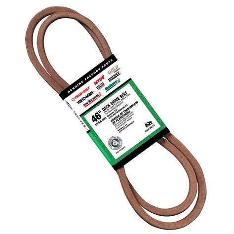 These <b>belts</b> have a "drier" cover fabric that was designed to increase flexibility and withstand severe clutching action, bending or twisting, heavy loads and backside idler applications. . White 46 inch mower deck belt